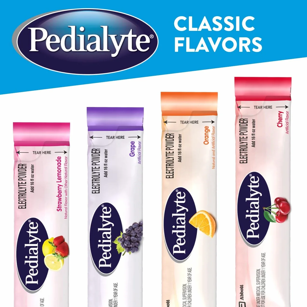 Pedialyte Large Powder Packs, Orange, .6 oz, 6 Count by Pedialyte