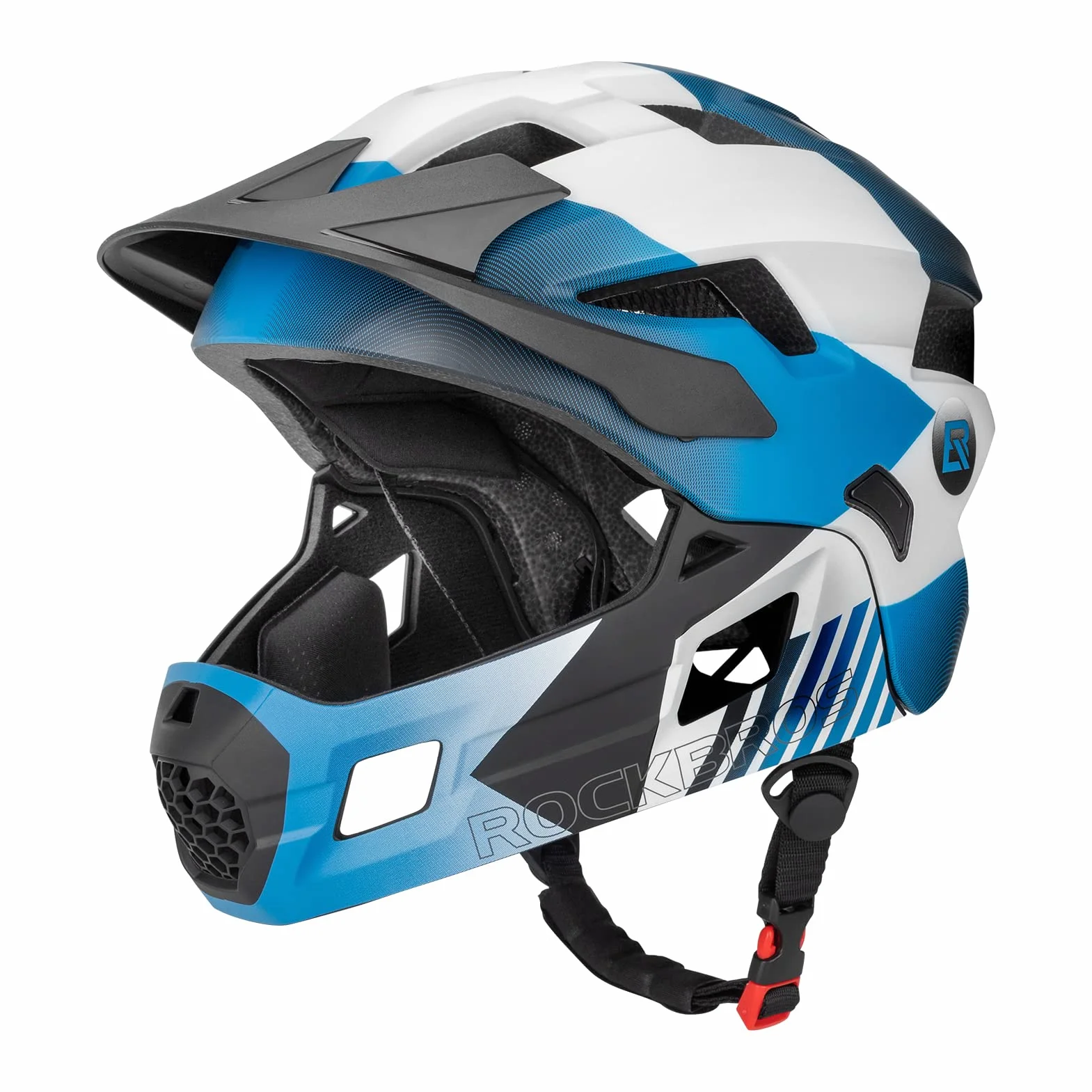 ROCKBROS Casco Integral Niños Mentonera Desmontable Ajustable Protección Cabeza MTB BMX Ciclismo