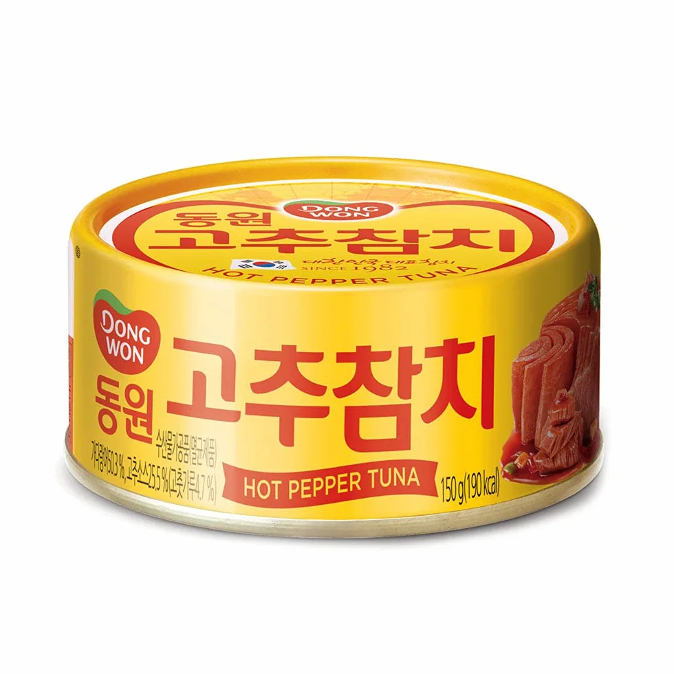 Lata de atún Dongwon con salsa de pimiento picante, 3.5 oz (100 g) x 5 latas - Atún enlatado coreano