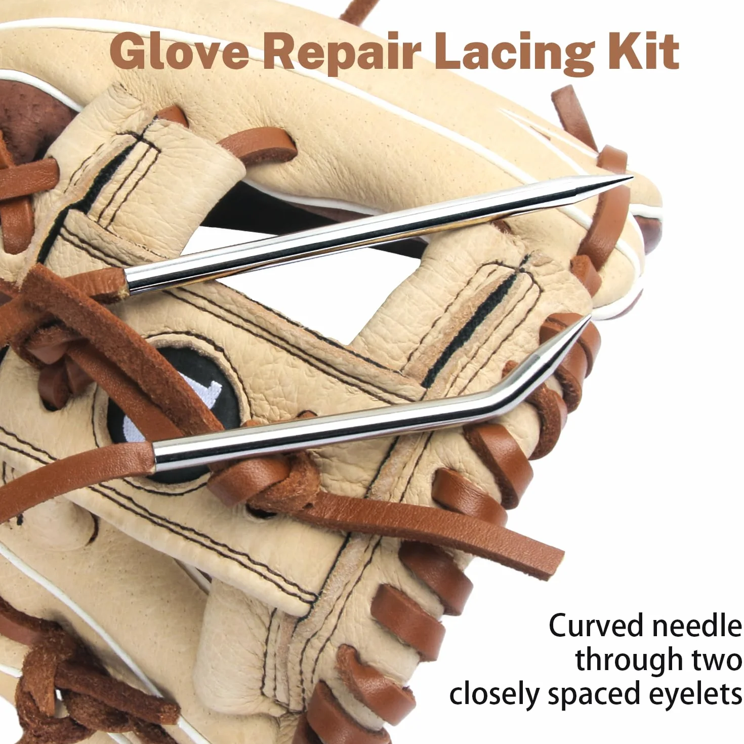 Kit de reparación de guantes de béisbol y sóftbol con cordones de cuero y aguja