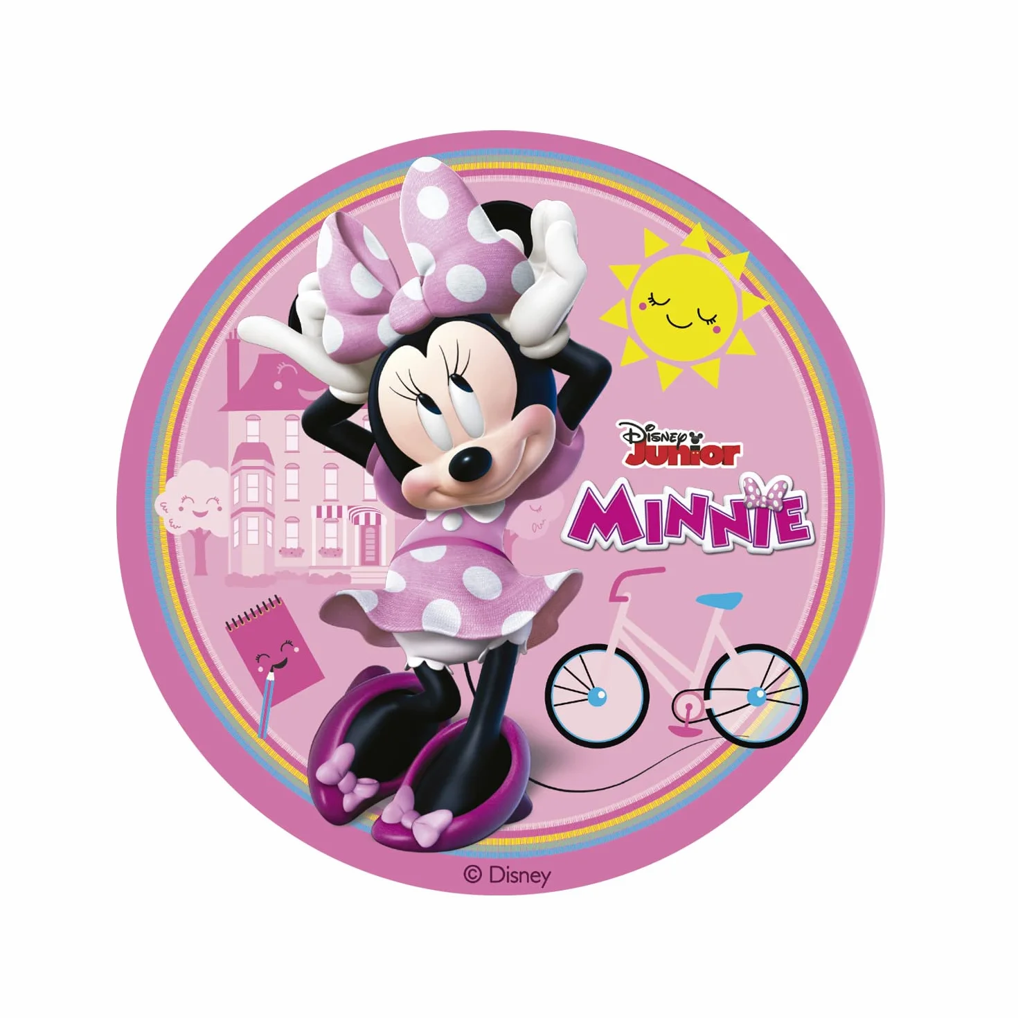 Dekora - Disco Decoración de Tartas de Cumpleaños Infantiles Minnie Mouse - 15,5 cm