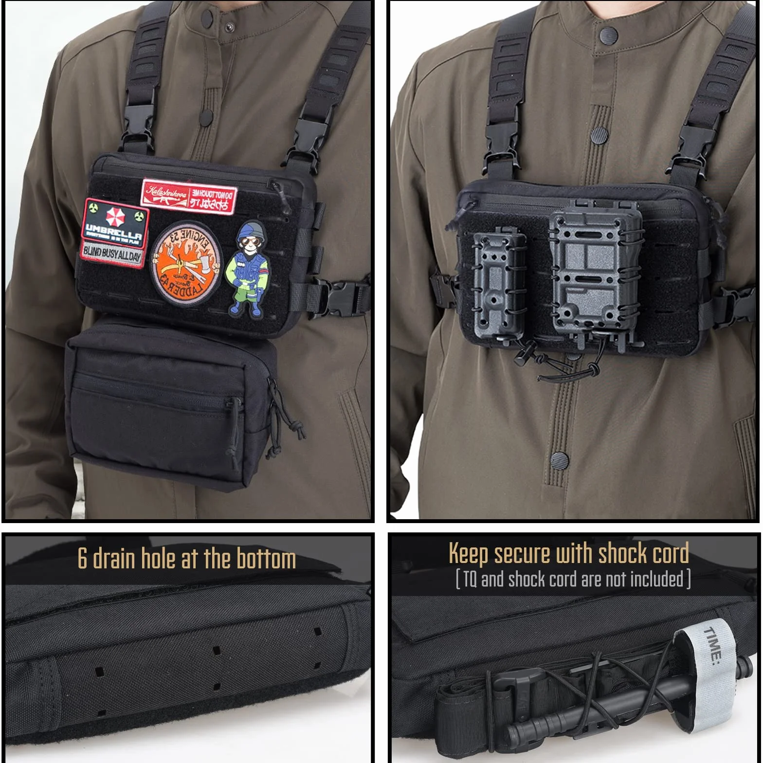 WYNEX Pecho Táctico Rig Pack para Hombres, Corriendo Bolsa de Pecho con Lazo Frontal Airsoft Recon para Caza al Aire Libre EDC