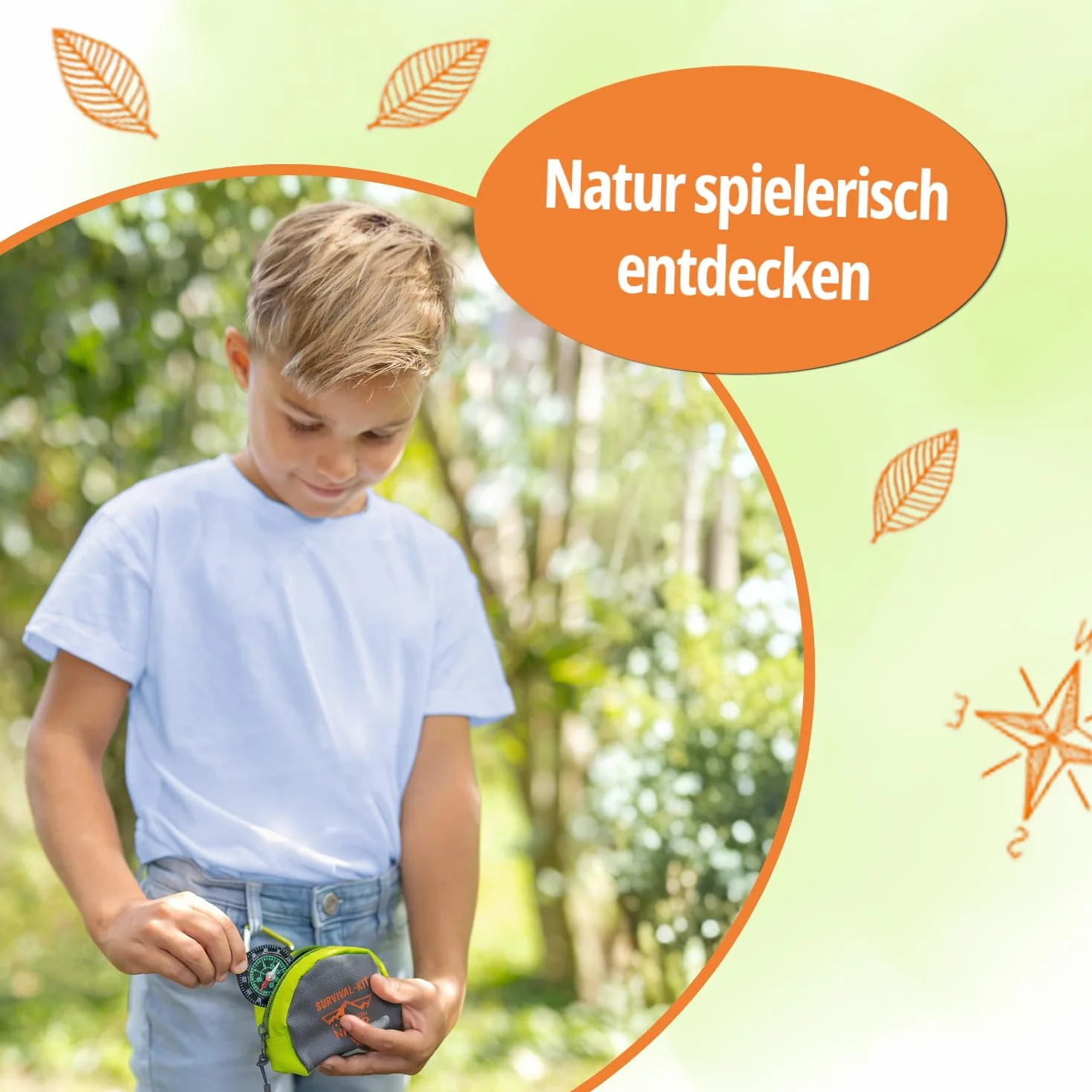 Moses Expedition Natur Survival Kit para niños con linterna brújula iniciador fuego silbato paracord juguete aventura compacto bolsa mosquetón