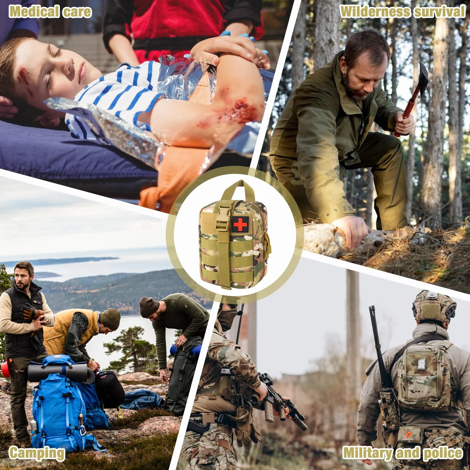 Botiquín de Primeros Auxilios Táctico 54 Piezas Militar Kit de Emergencia Camuflaje PRO