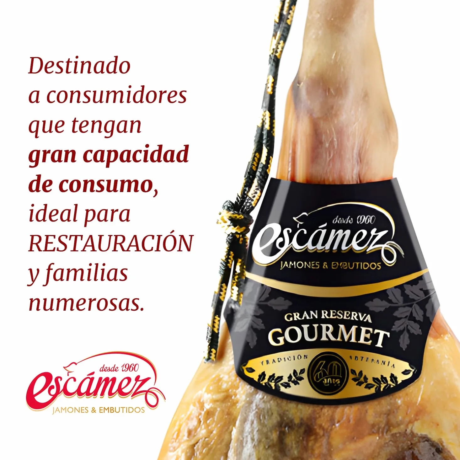 Jamón Gourmet Gran Reserva Duroc | Perniles de 9 kg | Jamón Secado Duroc | Jamón de Curación Superior a 24 meses | Selección Gourmet | Sin Gluten