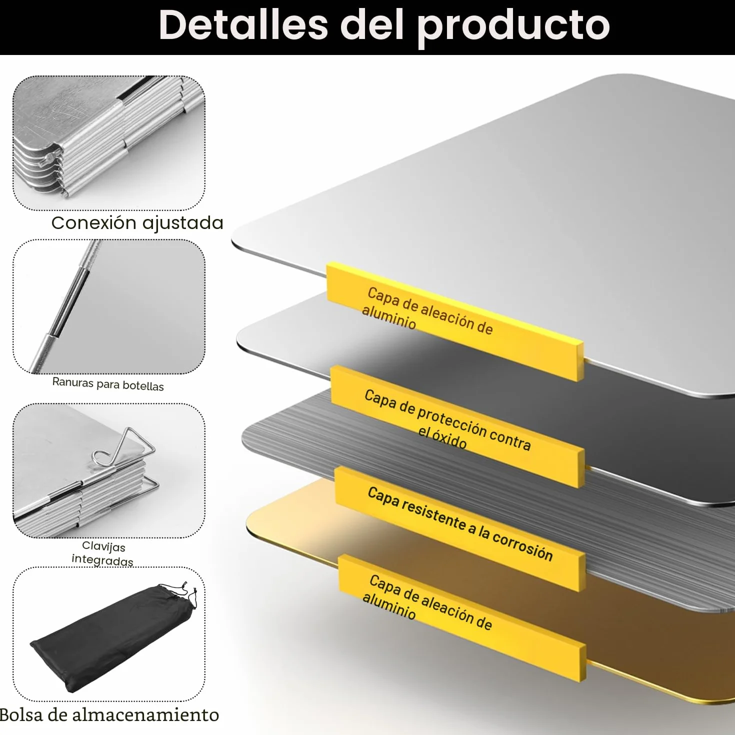 Parabrisas Plegable de Aluminio para Camping, Protectora Paravientos Portátil