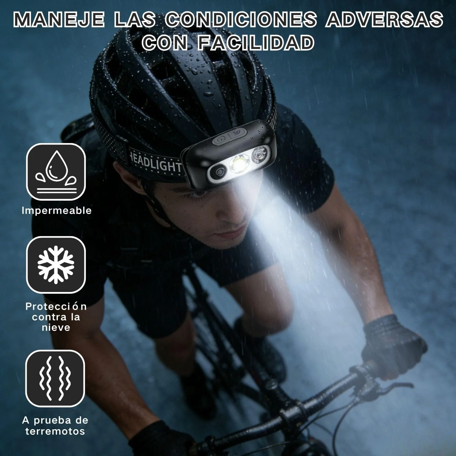 Linterna Frontal Recargable para Acampar, Pesca y Bicicleta, 4 Modos de Iluminación