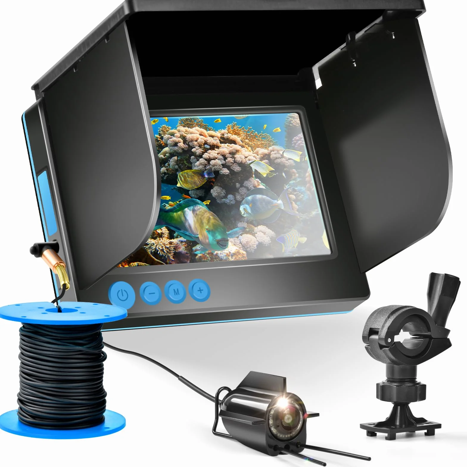 Cámara de pesca submarina IP65 con visión nocturna infrarroja y pantalla IPS de 5 pulgadas Deeper