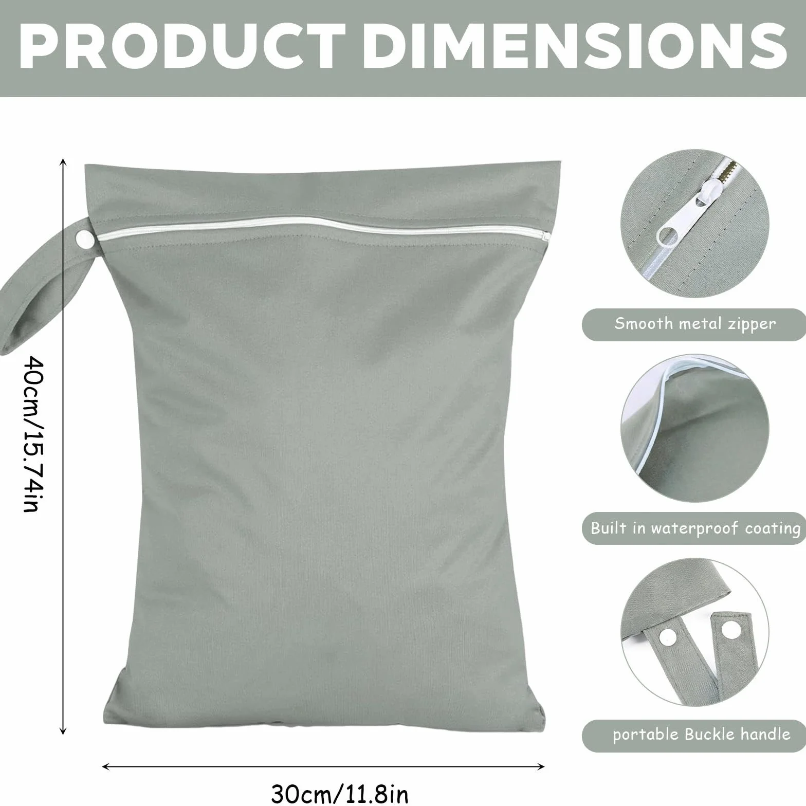 Bolsas Húmeda Seca 40x30 cm Impermeable Reutilizable con Cremallera y Asa para Hogar Natación Viaje