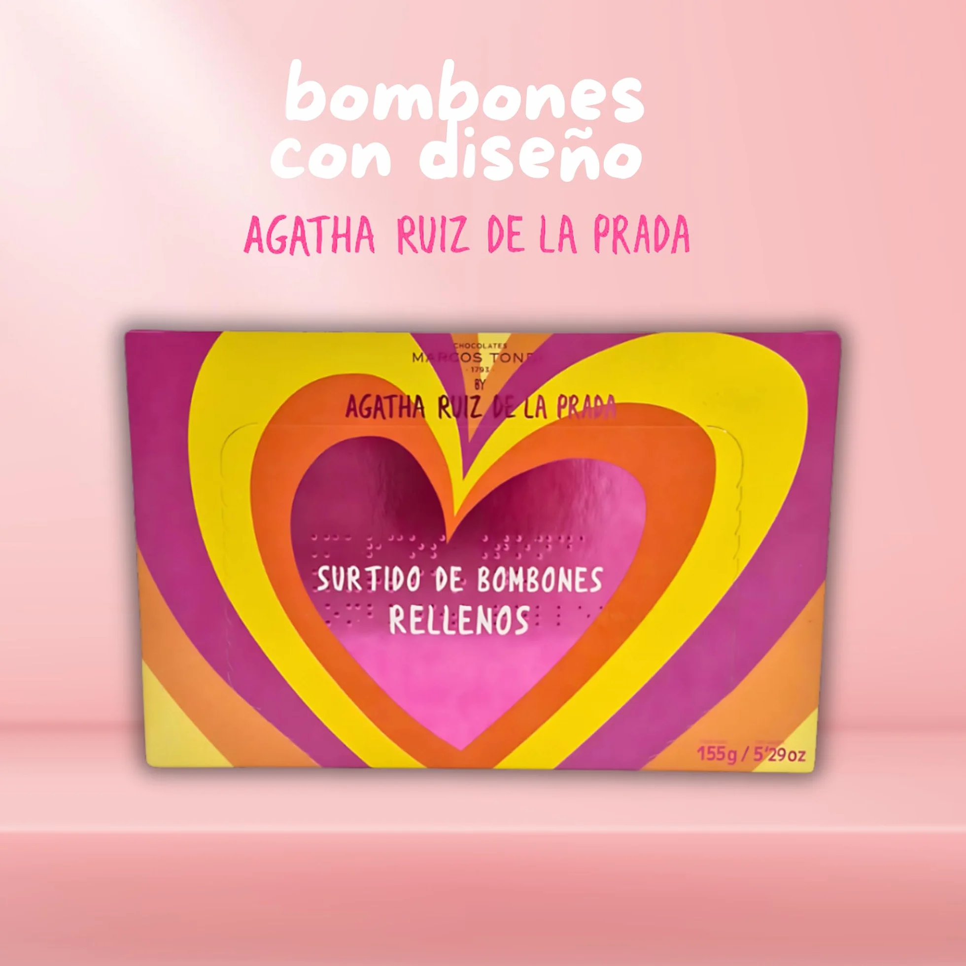 Chocolate Marcos Tonda – Agatha Ruiz de la Prada Pack 5 Unidades | Caja Bombones De 150 Gr X5 | Caja Bombones Regalo | Bombones Para Regalar | Chocolates Originales Para Regalar