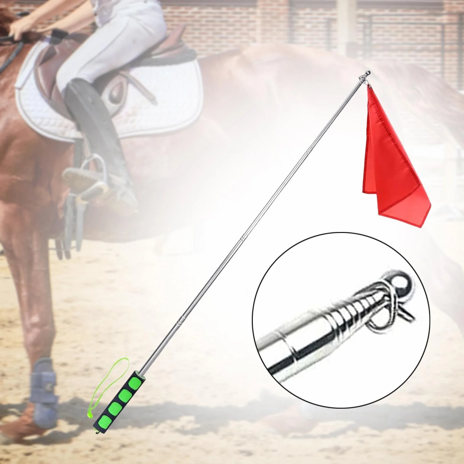 Fenteer 4 Piezas Bandera de Entrenamiento para Caballos con Asta Retráctil 1.6 M Equipo Ecuestre Ligero