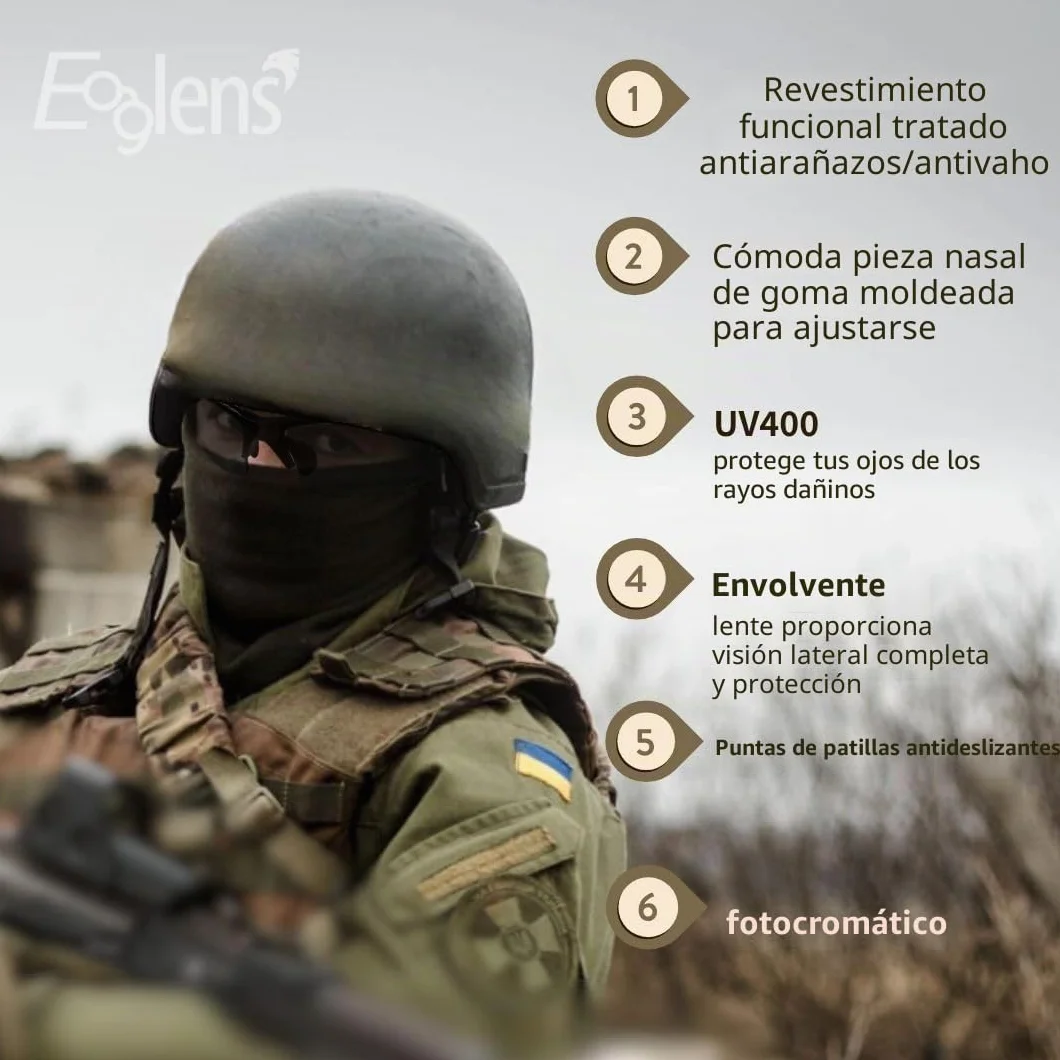 Gafas de seguridad fotocromáticas ANSI Z87.1 para caza tácticas airsoft