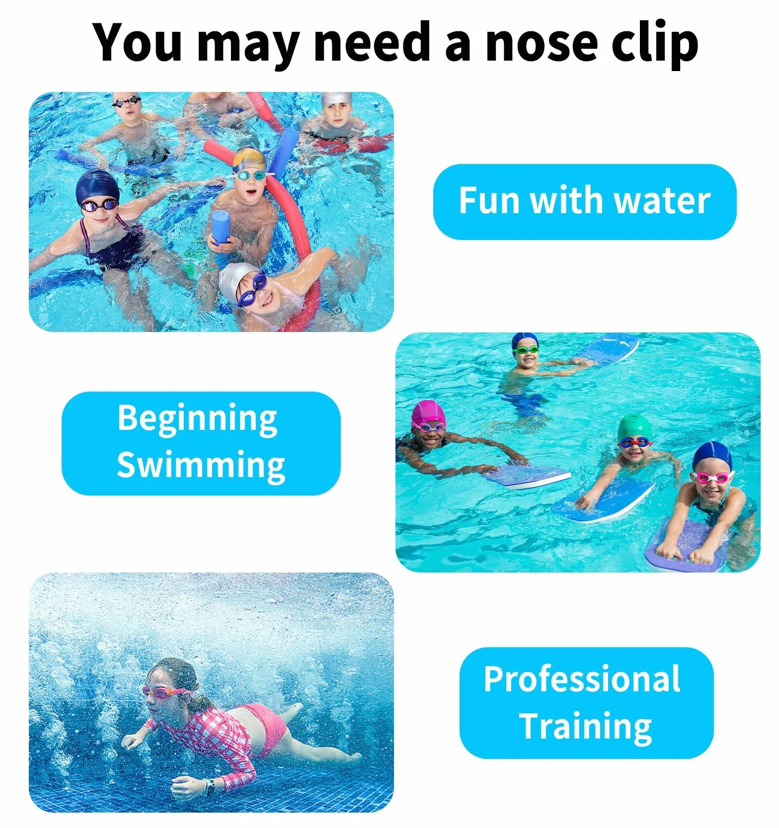 Pinzas Nariz Natación Silicona Impermeable Clip Nasal Nadar Reutilizable Caja Almacenamiento Adultos Niños Principiantes