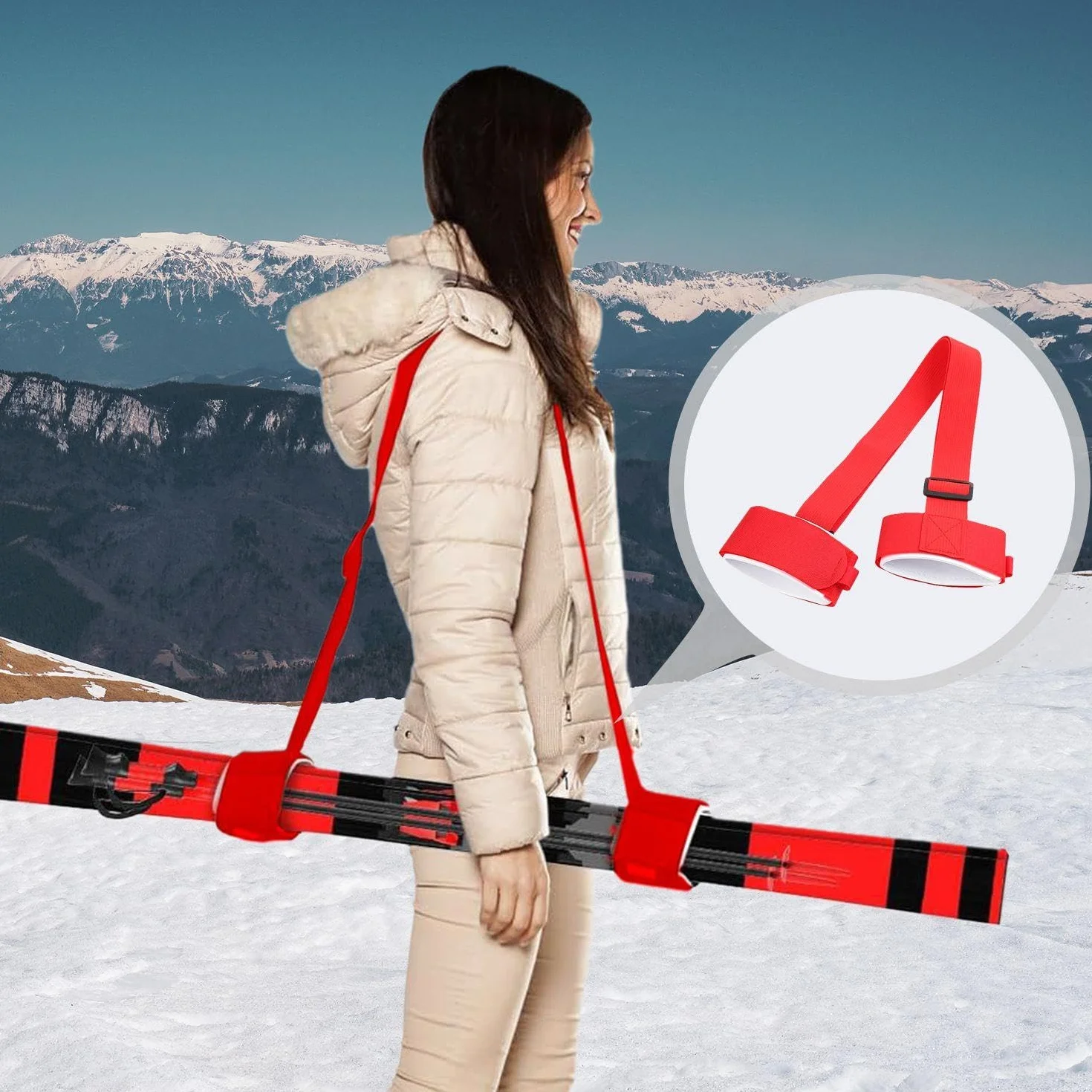 Pack De 3 Correas Ajustables Para Snowboard Y Esquí, Negro