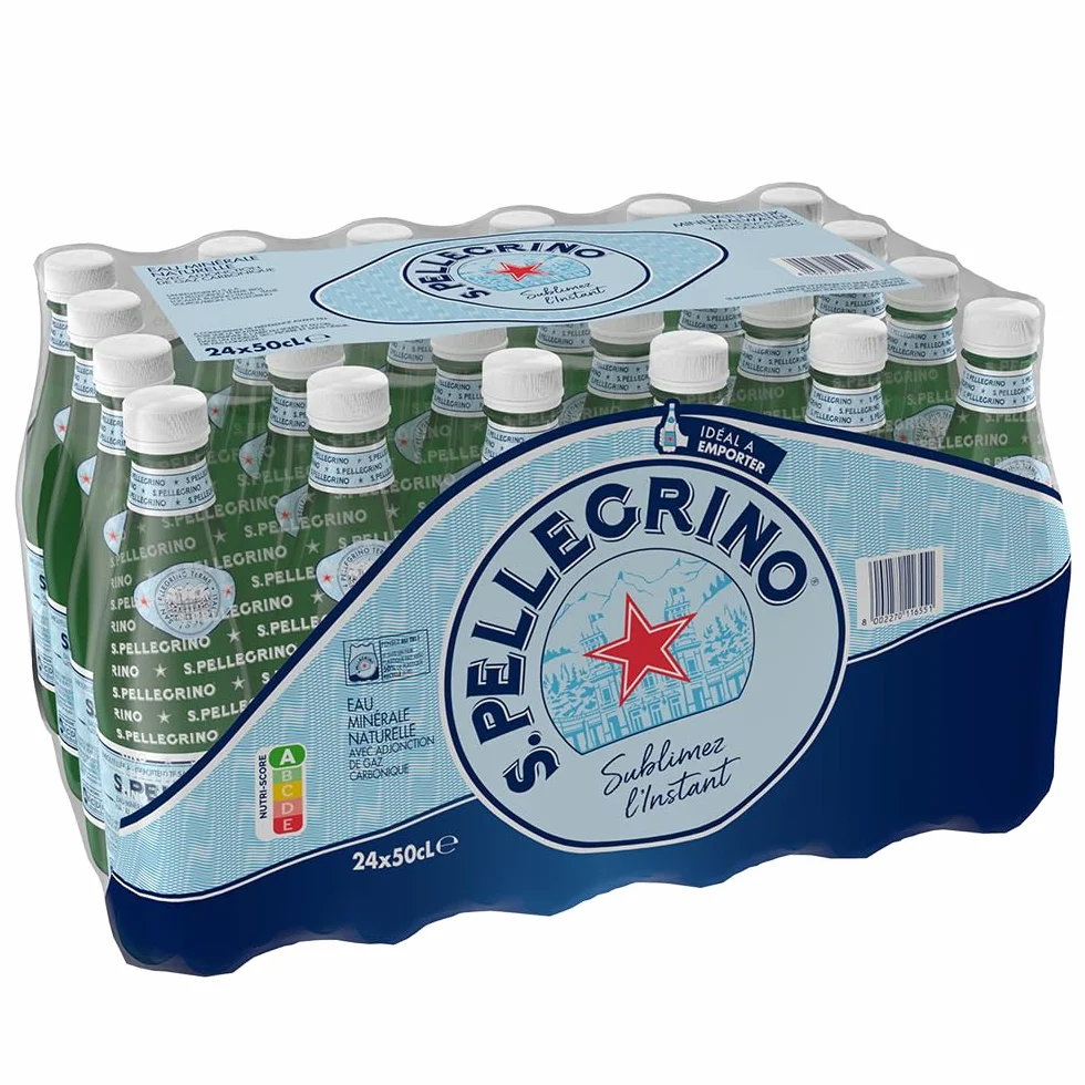 S. Pellegrino Agua Mineral Natural con Gas 4 Packs de 6 x 50cl, 24 botellas