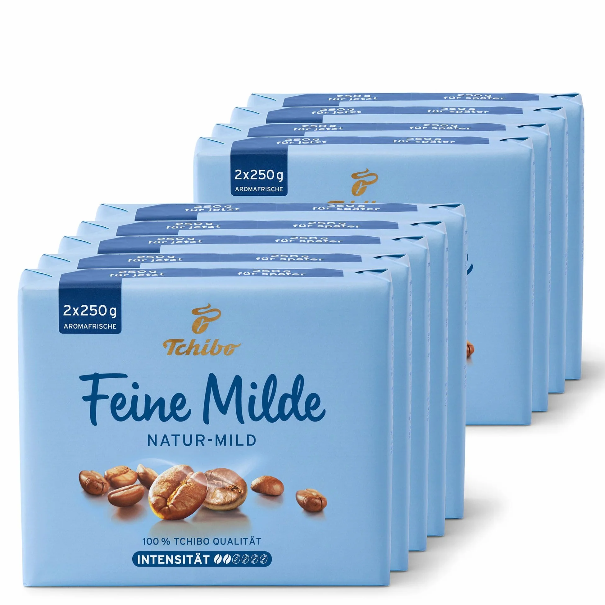 Tchibo - Feine Milde Ground Coffee - 9x 500g (2x 250g) | Sabor aromático suave, envasado con aroma fresco, preparación en cafetera de filtro, filtro manual o jarra de tamiz