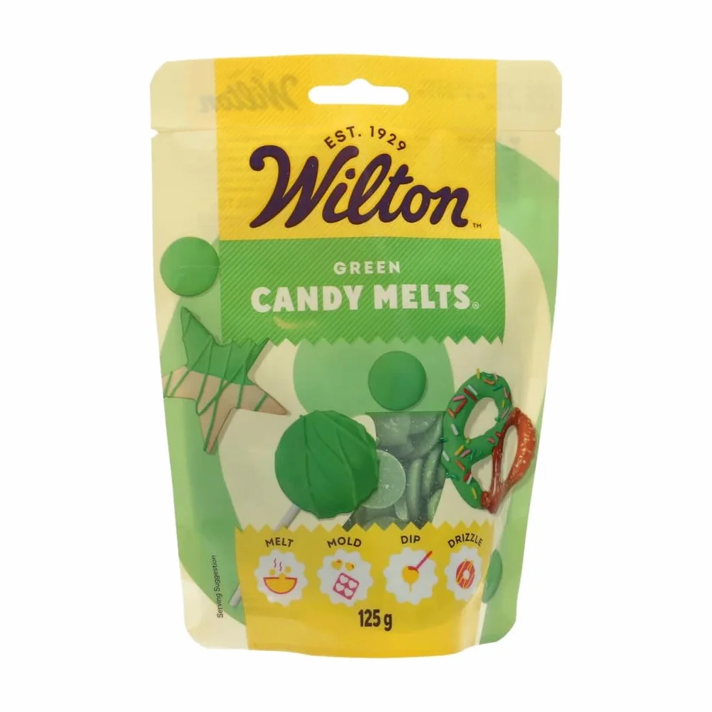 Wilton Candy Melts Verde Oscuro Caramelos para Derretir con Sabor Dulce y Cremoso para Moldear, Sumergir y Decorar, Optimas para Cake Pops, Dulces, Tartas y Postres Revestidos, 125 g