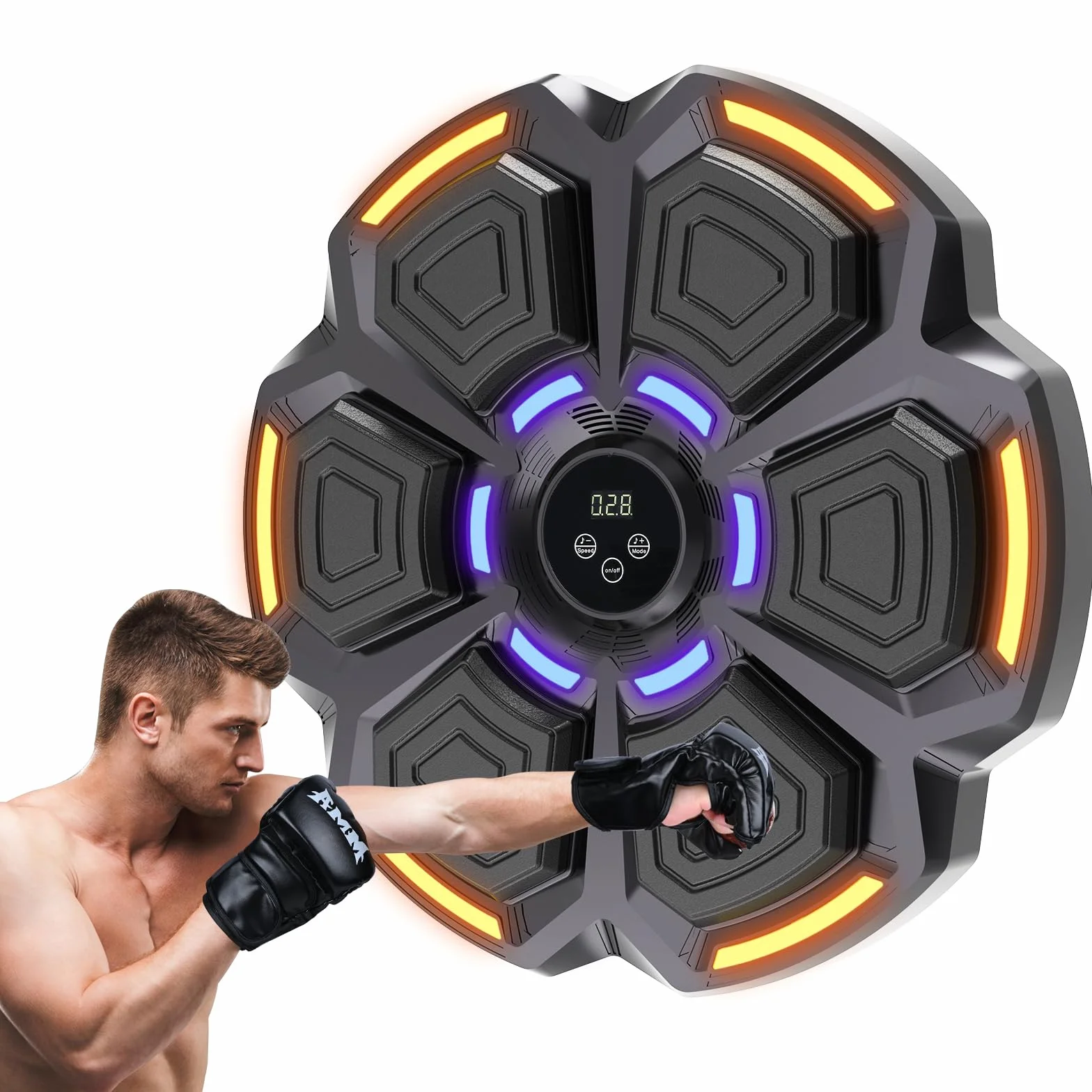 Máquina de Boxeo con Música snawowo - 9 Modos de Velocidad, Bluetooth, Recuento Inteligente, Luces al Ritmo, Guantes Incluidos