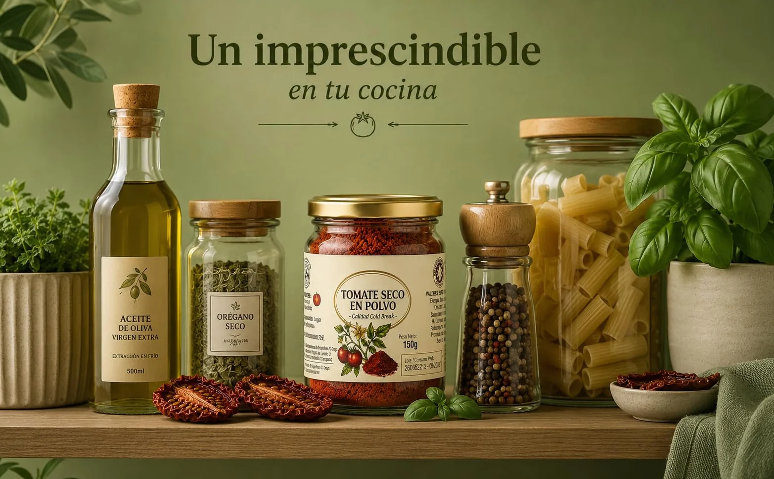 Tomate Seco en Polvo Premium (150g)-Molido Fino, Sabor Intenso y Natural- Ideal para Pasta, Sofritos y Pasta de Tomate Concentrada (1 bote 150g)