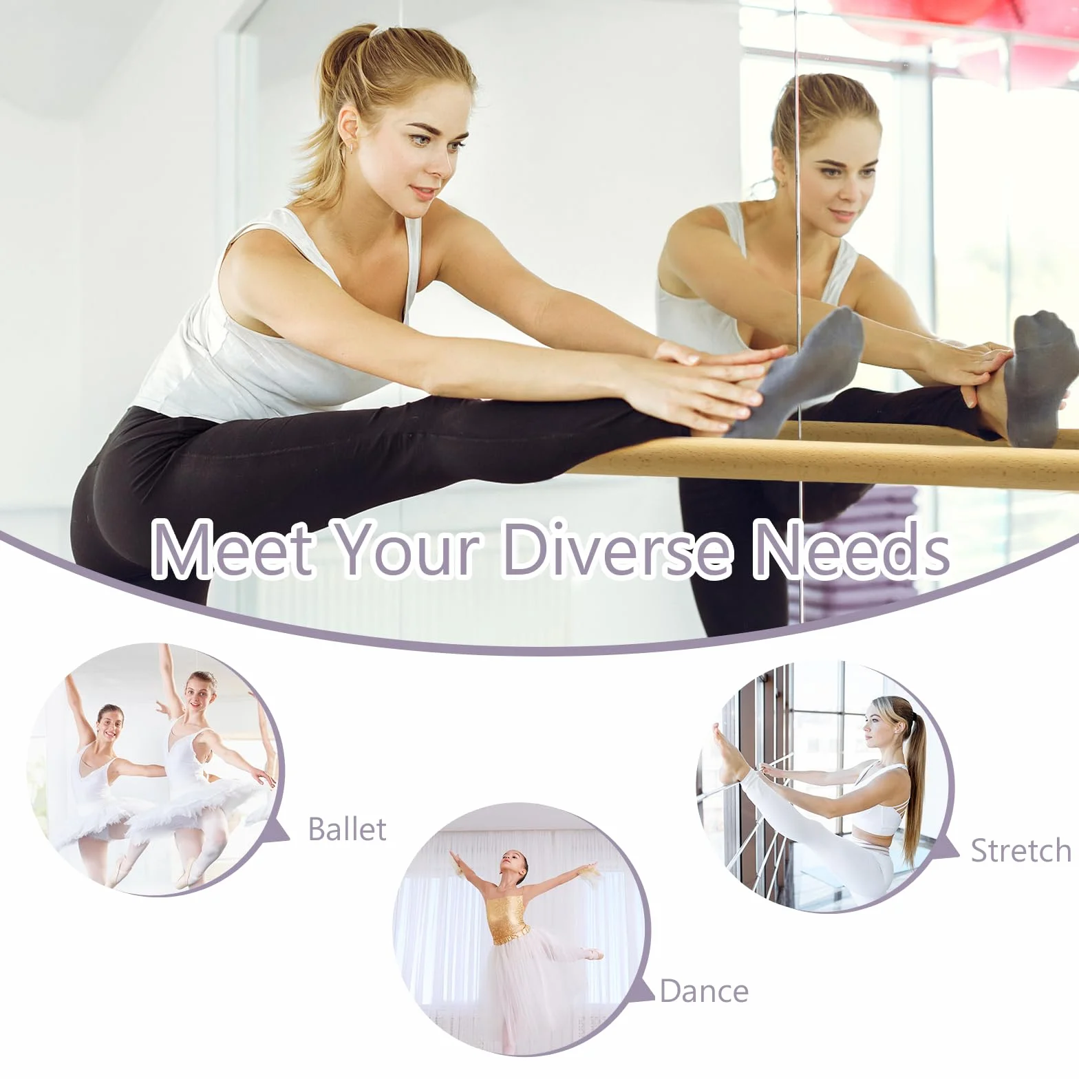 GYMAX Barra de Ballet de Pared 4 pies, Madera de Haya para Estiramiento, Yoga y Entrenamiento