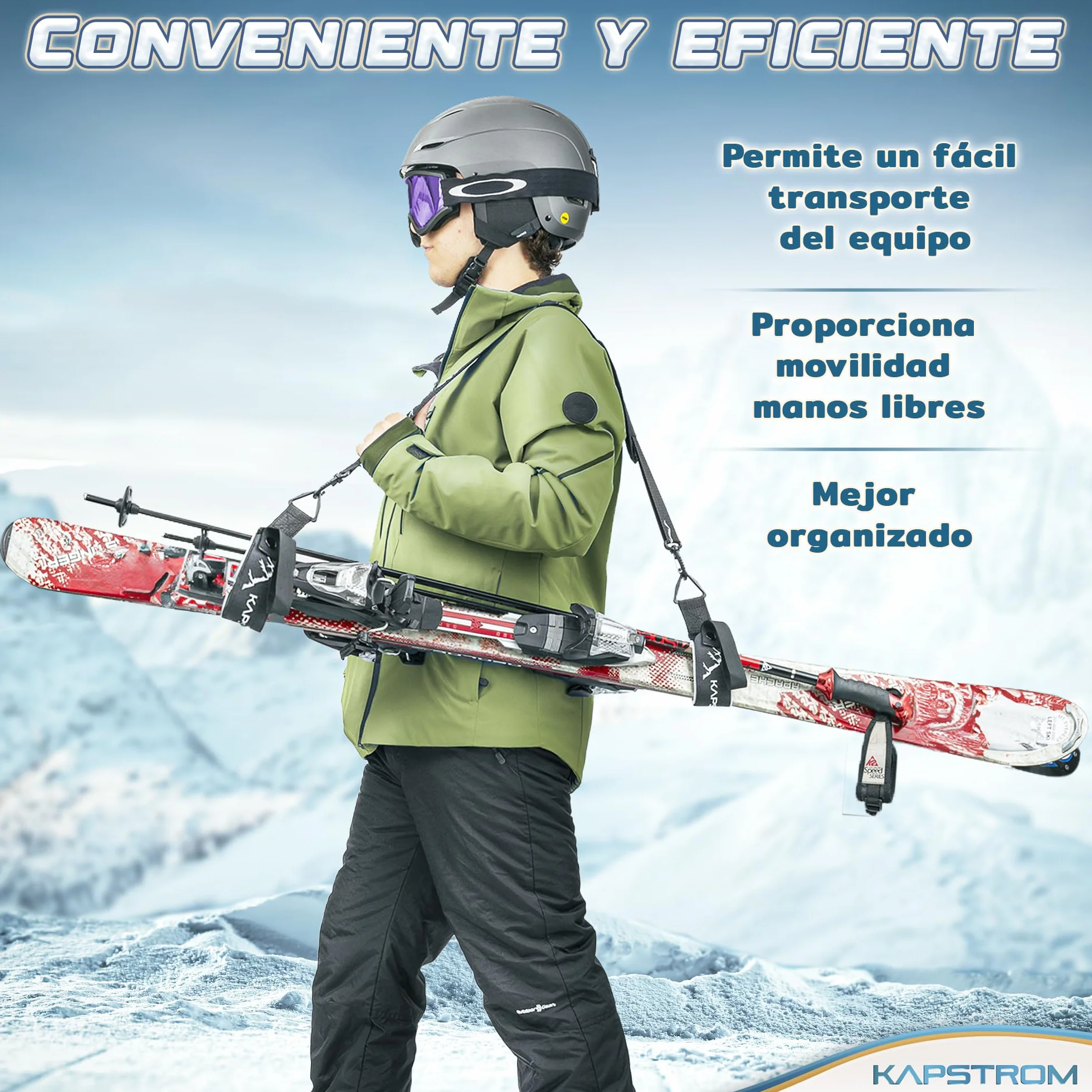 Correas para esquís y portabastones Negro Ajustable Correa de Hombro Acolchada