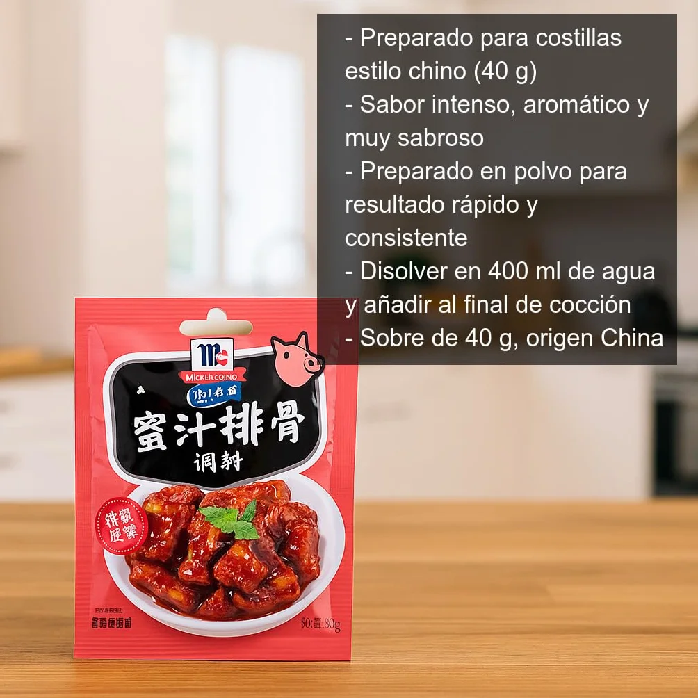 Preparado para Costillas Estilo Chino 40 g en polvo para salsa intensa y brillante fácil y rápida