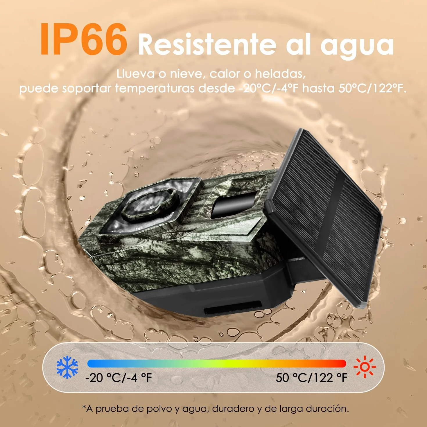 Cámara de Caza Fototrampeo WiFi 48MP Solar Visión Nocturna 5200mAh IP66