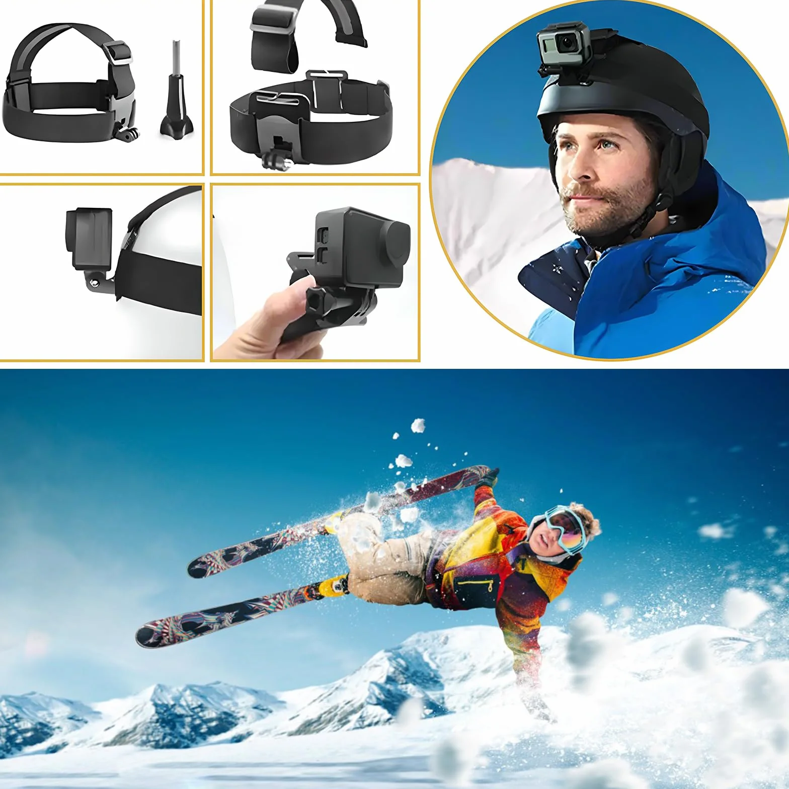 Soporte Móvil Pecho Cámara Arnés 3 en 1 Accesorios Deportivos para GoPro Hero DJI Osmo Smartphone