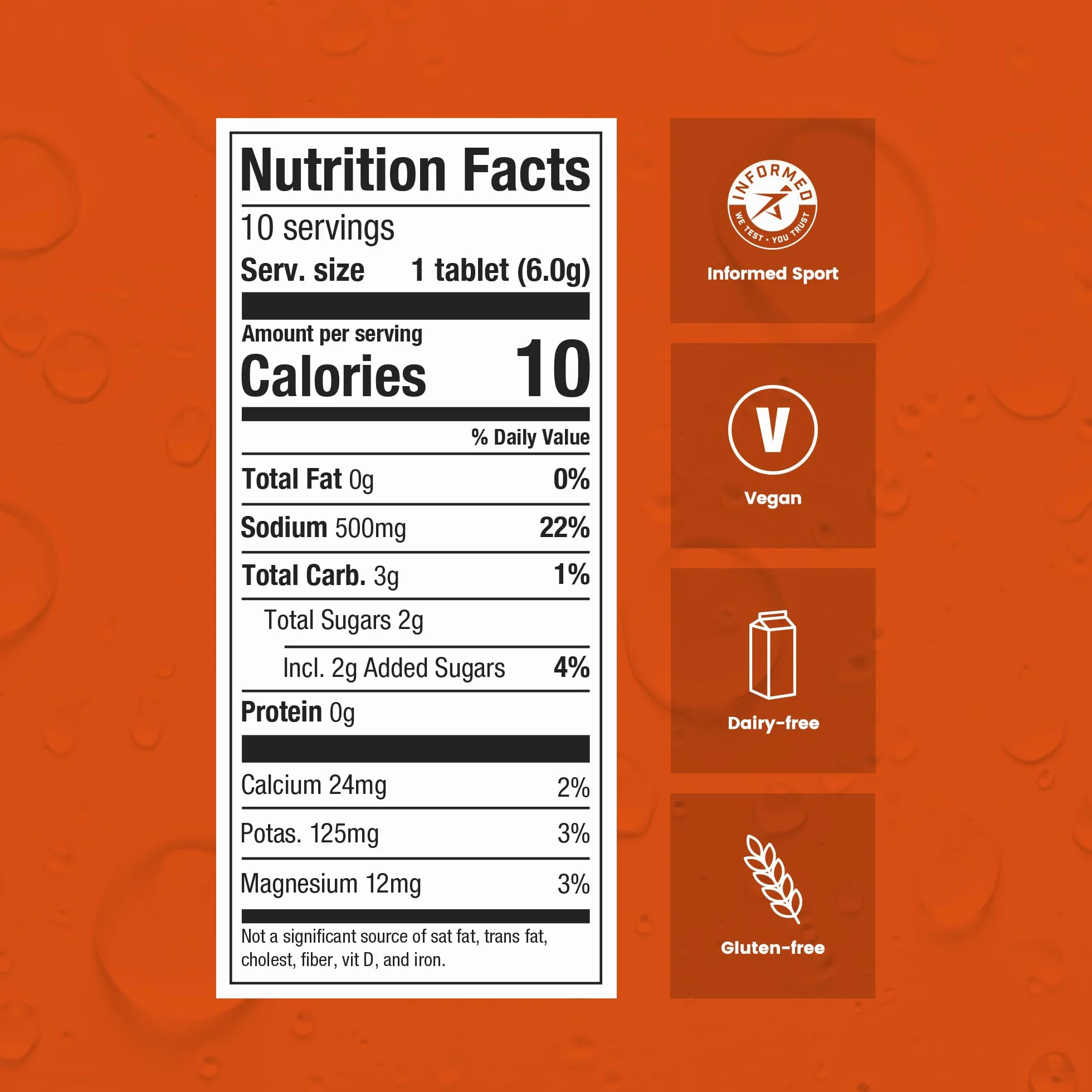 Precision Hydration Electrolyte Tablets 1000 Mg/L Naranja 12 Tube