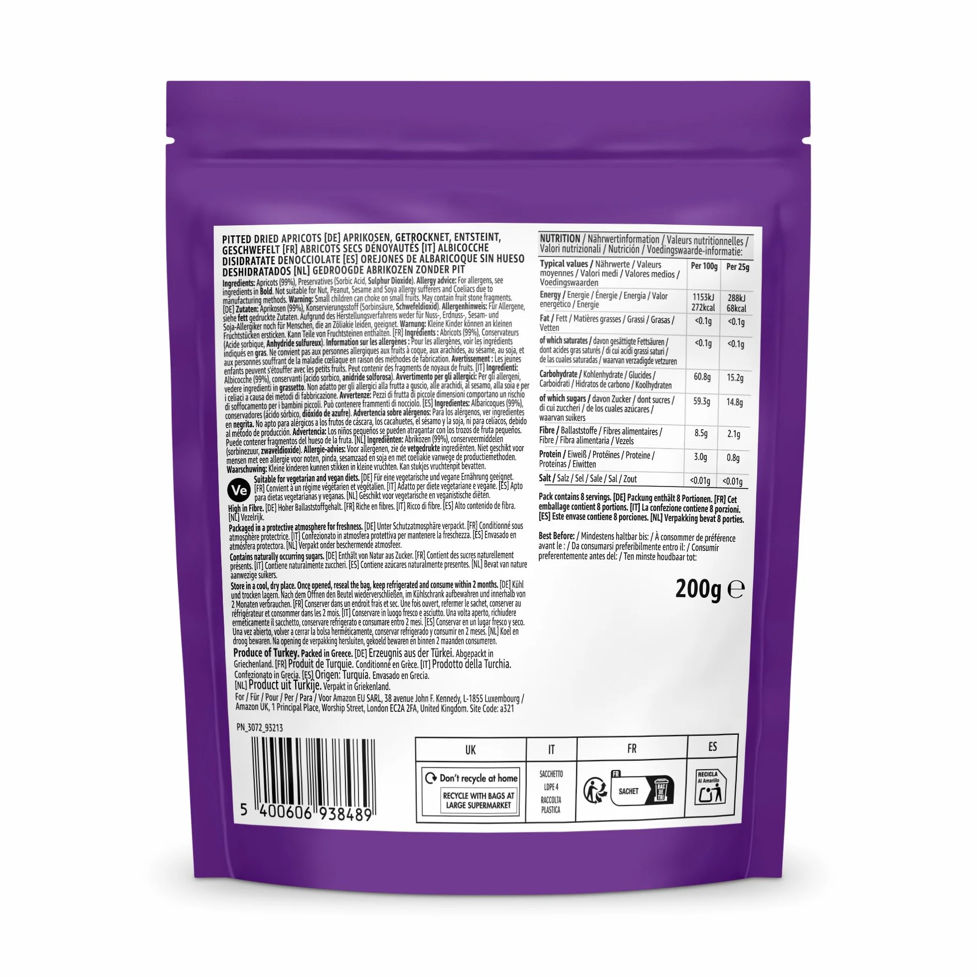 by Amazon Albaricoques Deshidratados, 200 g, 1 paquete