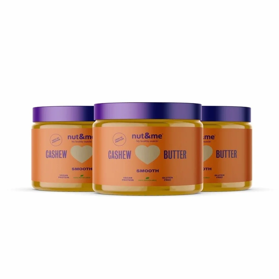 Crema de anacardos 900 gr nut&me | Hecho con anacardos tostados y aceite de almendra | Sin azúcares añadidos, sin gluten y sin aditivos | Sin aceite de palma | Pack 3 x 300 gr