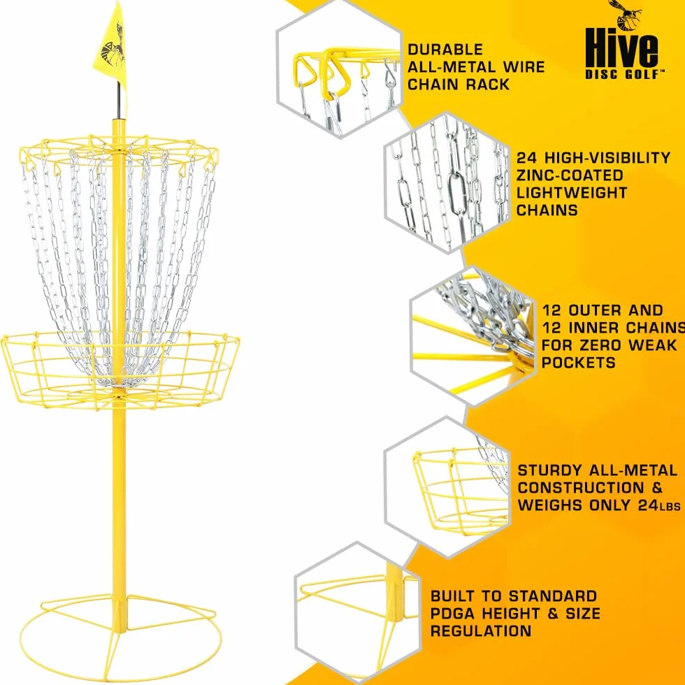 The Hive Disc Golf Practice Basket Double Chains