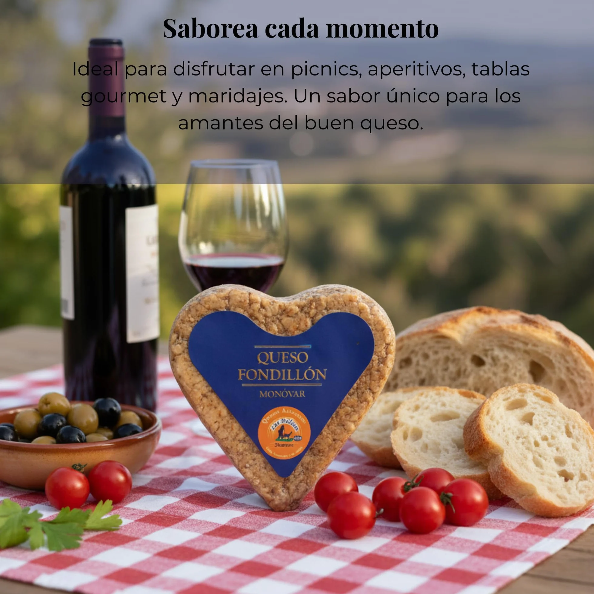 Queso Artesano Fondillón 100% de Leche de Cabra Entero 380 gr | Queso Gourmet Forma de Corazón Elaboración Tradicional y Casera con Ganadería Propia | Sabor Único y Natural (CON CAJA)
