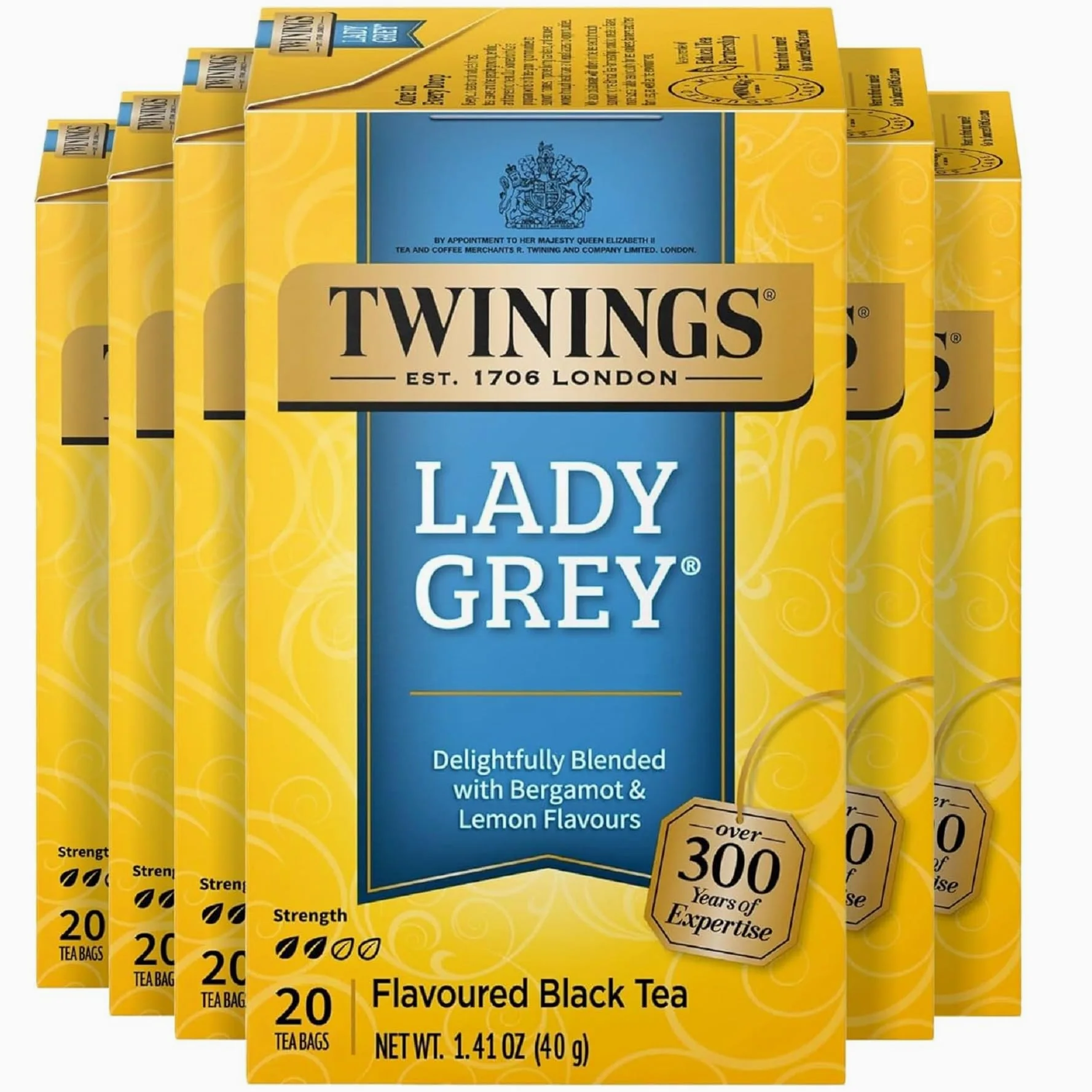 Twinings Black Tea, Lady Grey, 20 Count Bagged Tea (6 Pack)