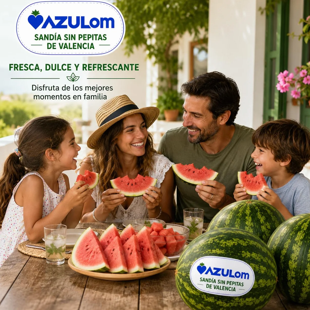 Sandía Dulce de Valencia Sin Pepitas AZULOM 15 kg - Fresca y Jugosa