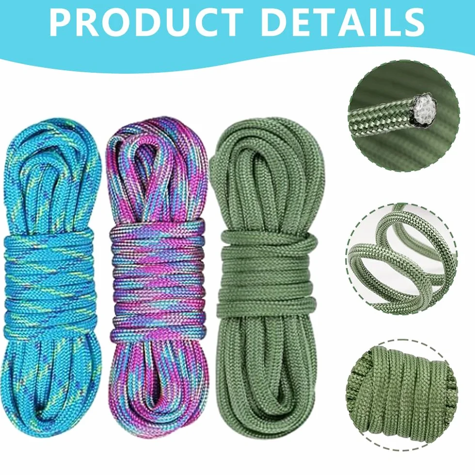 Kit de cuerda de paracaídas 550, 36 colores, 10 pies, 4 mm, nailon de 7 hebras, cuerda de supervivencia