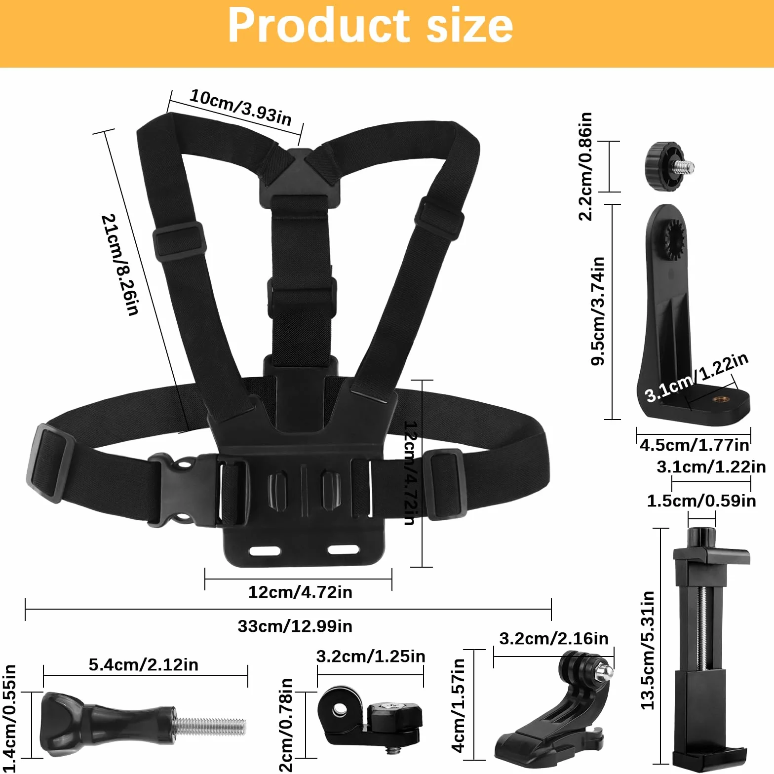 Arnés de Pecho Soporte para GoPro y Smartphone