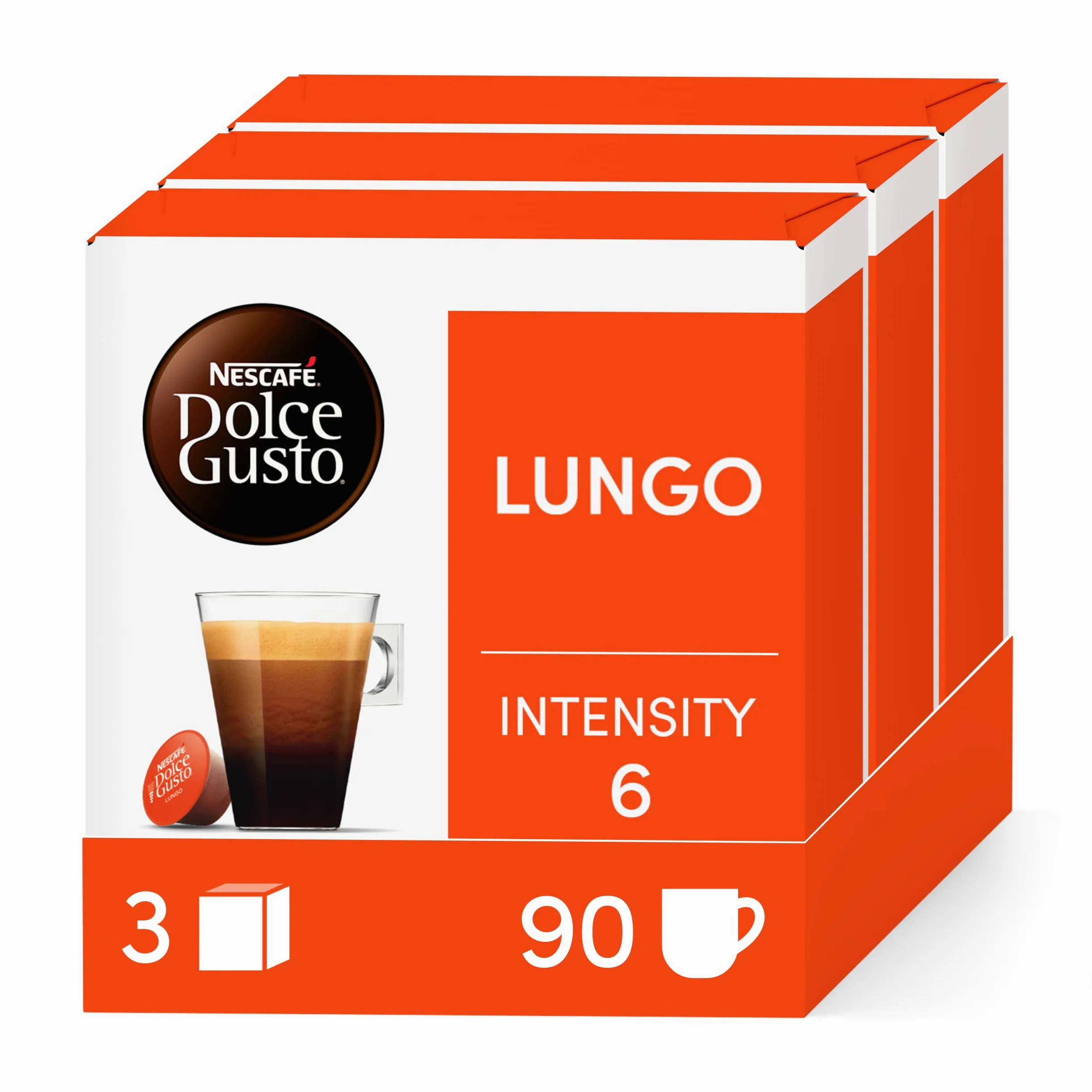 Nescafé Dolce Gusto Lungo - Café - 90 cápsulas (paquete de 3 cajas XL x 30)