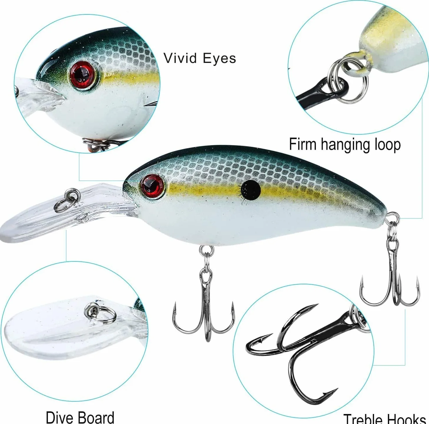 Sougayilang Señuelos de Pesca Superficial Buceo Profundo Swimbait Crankbait 8pcs