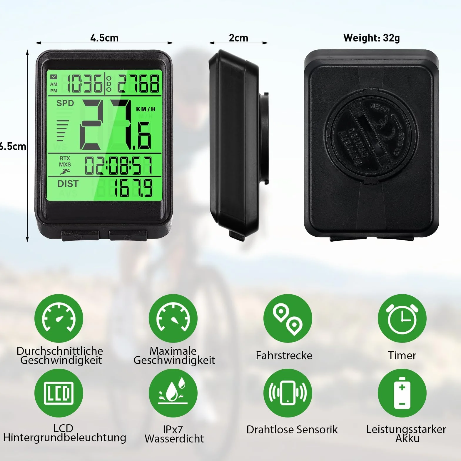 Ciclocomputador inalámbrico IPX7 resistente al agua velocímetro bicicleta automático arranque parada