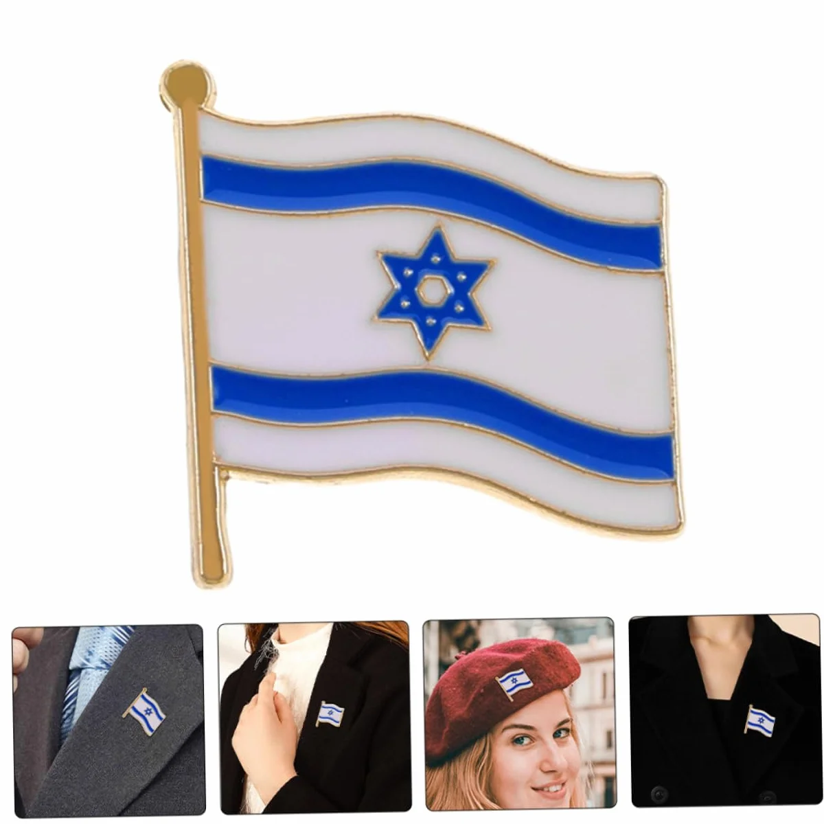 ibasenice Broches de Aleación Bandera de Israel Set de 3