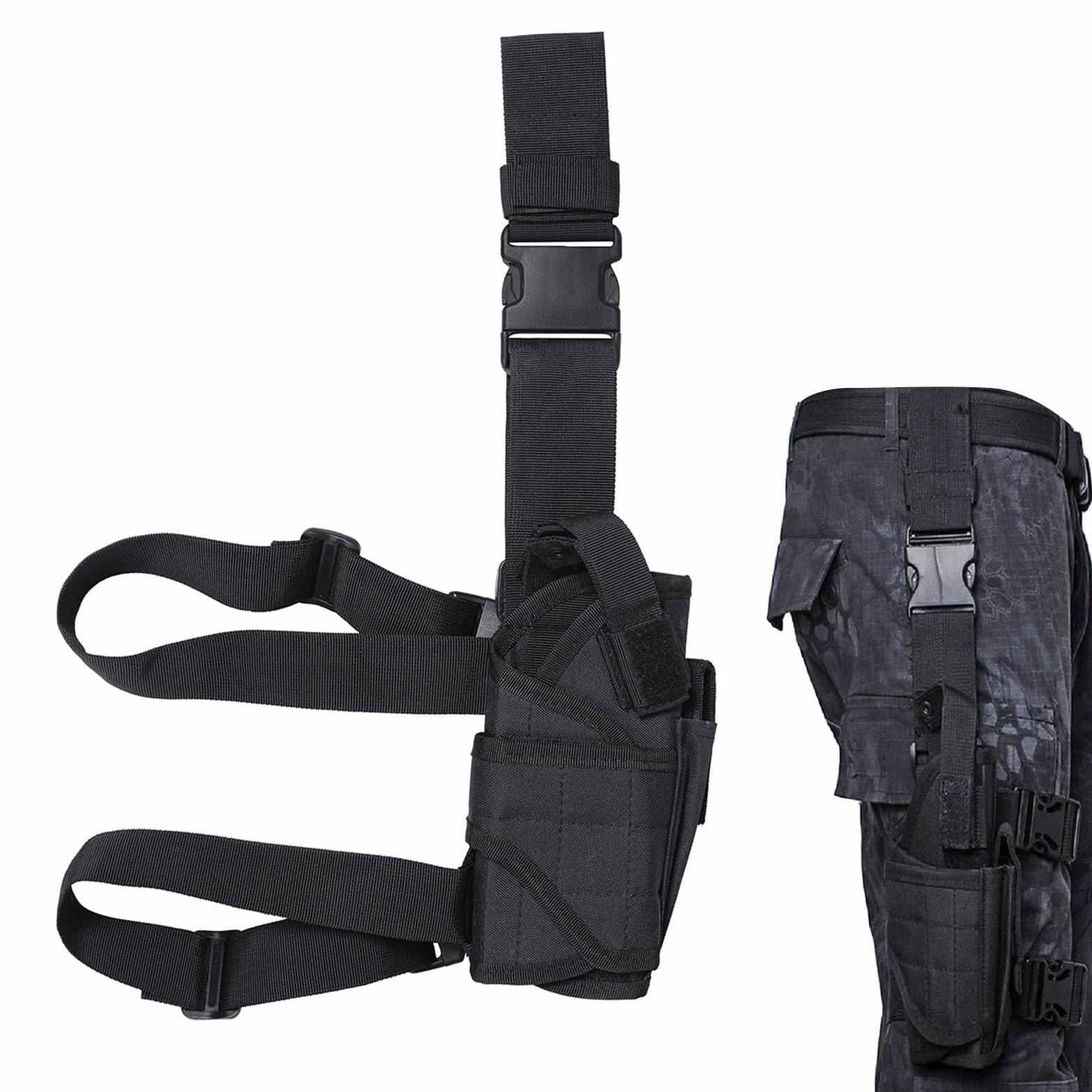 Funda Pistola Pierna Táctico Nylon para Caza Entrenamiento Aire Libre