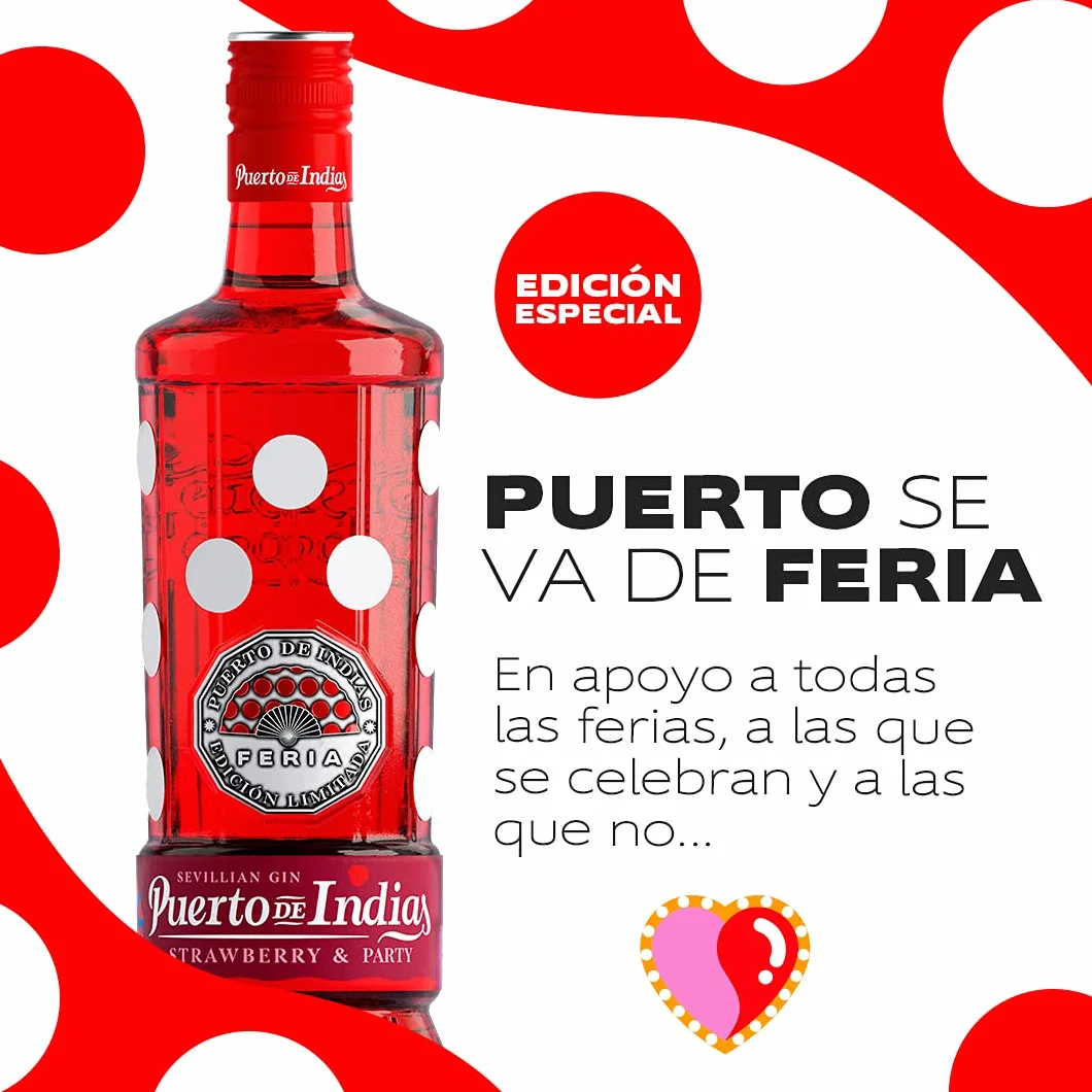 Puerto de Indias – Edicion Especial Feria – Ginebra de Fresa Premium – Strawberry Premium Gin – 70 cl – 37.5º