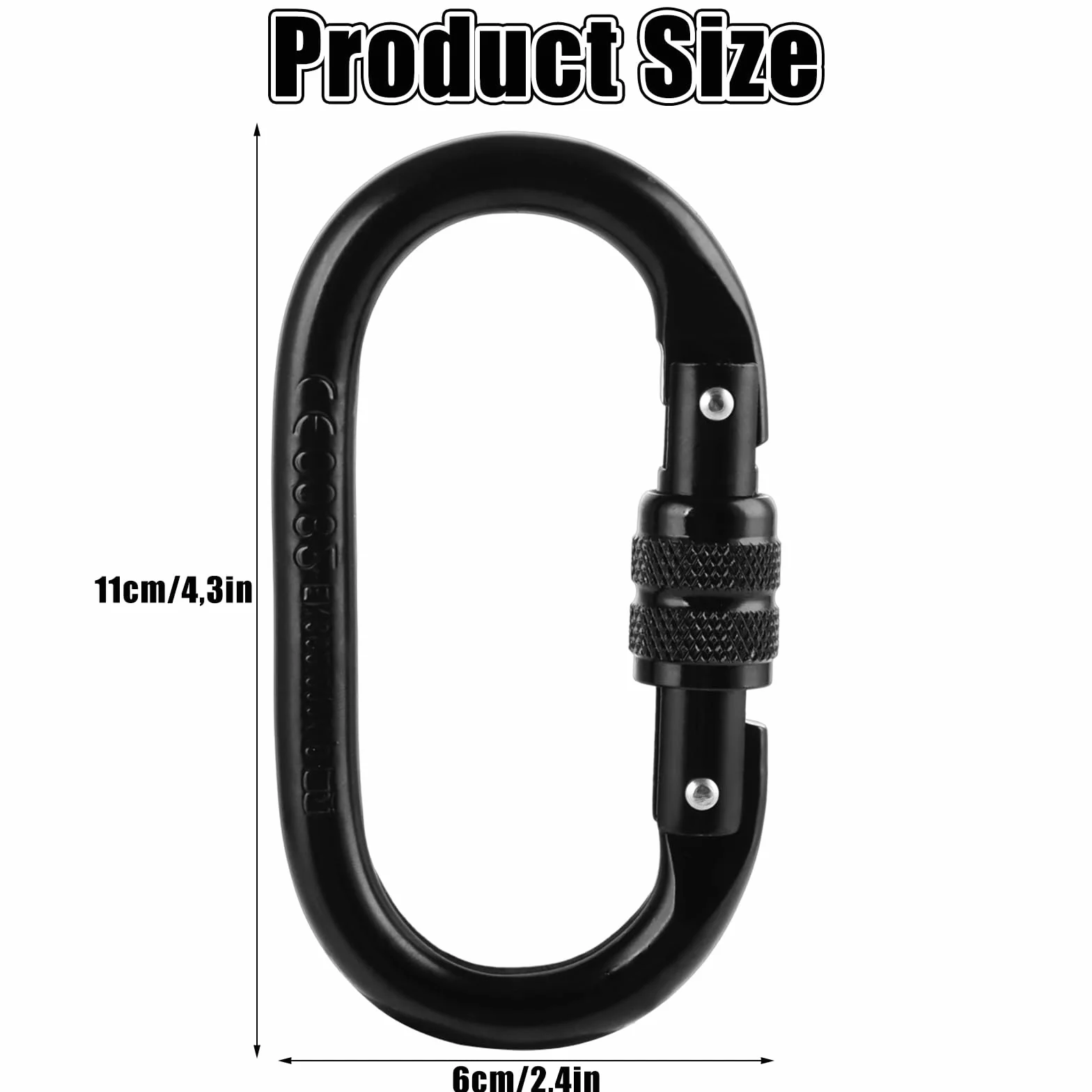Mosquetones Grandes 25KN 11cm Acero Aleado Negro 4 Piezas