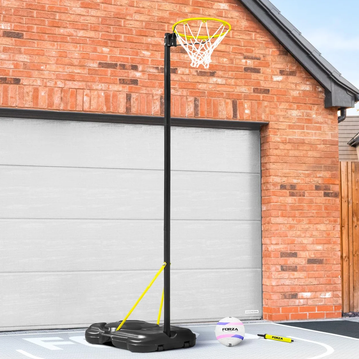 Forza Netball Post Ajustable 2,4 m – 3 m Aro Regulación Poste Entrenamiento Base Portátil con Ruedas