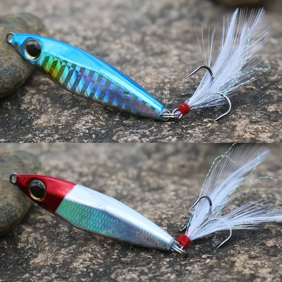 Sougayilang Jigs Señuelos de pesca Cucharas de metal con micro anzuelo