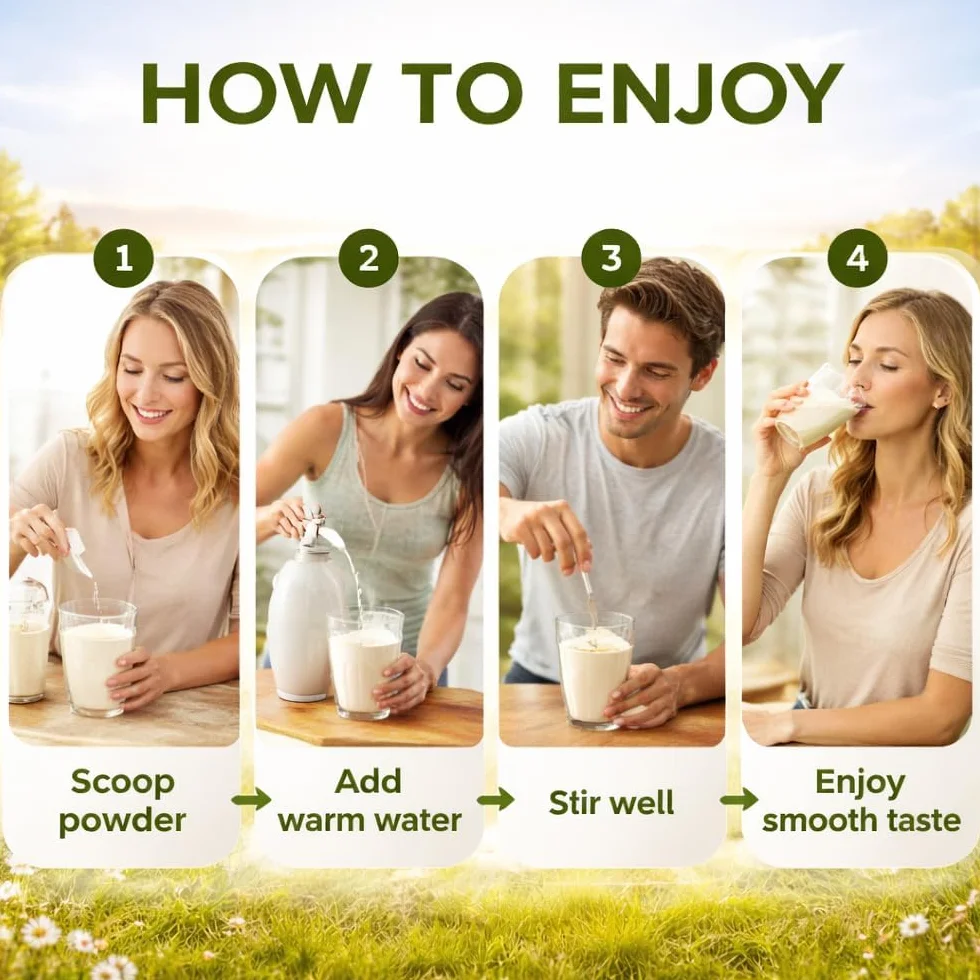 Leche de cabra orgánica en polvo para energía, digestión y piel