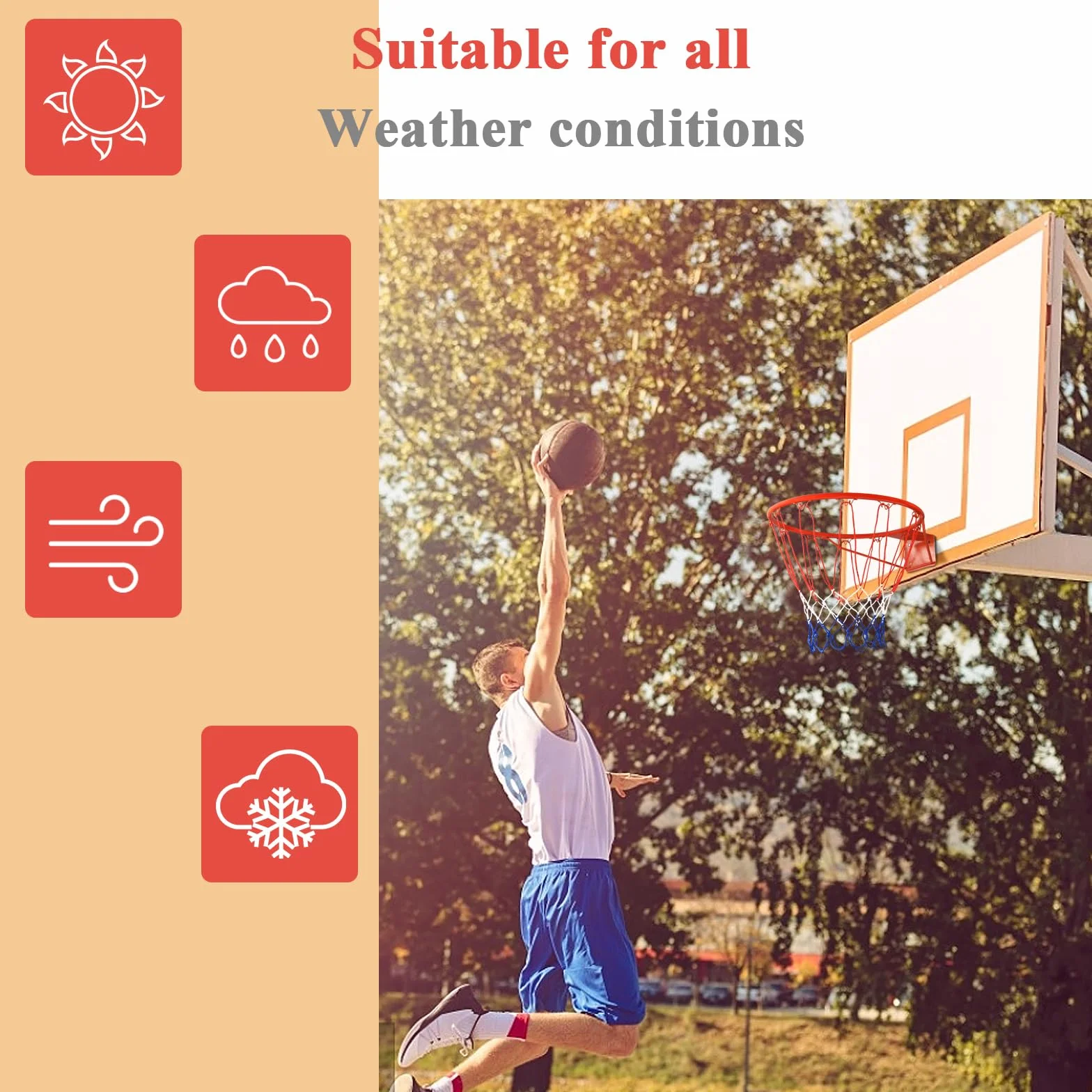 LIFEZEAL Aro de Baloncesto 45 cm, Canasta con Red de Nylon, Equipo Deportivo