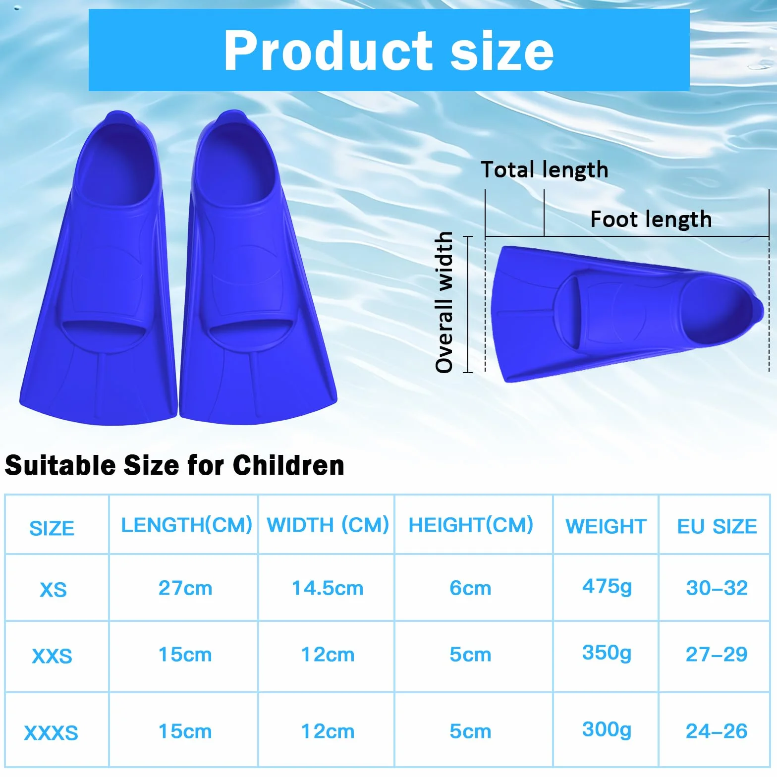 Aletas de Natación de Silicona para Niños, Cortas para Snorkel y Entrenamiento