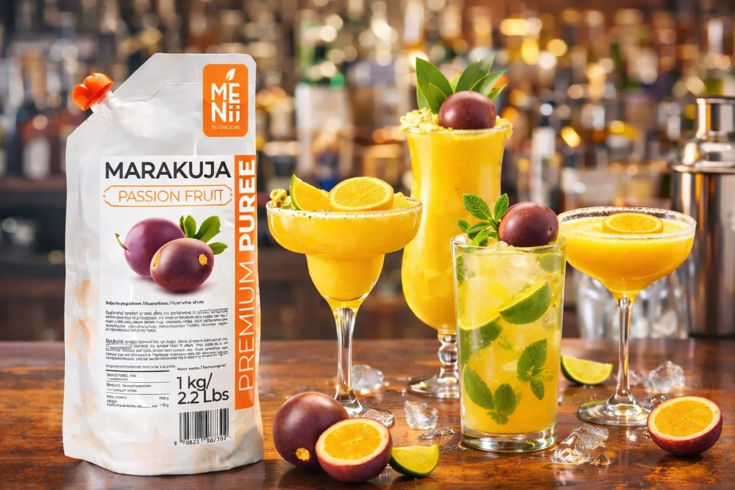 Puré de Maracuyá 1 kg – Fruta de la Pasión para Smoothies, Cócteles, Postres, Helados y Repostería – Sabor Tropical Intenso – Puré Premium